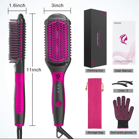 MINIZONE Hair Straightener Brush 2 in 1